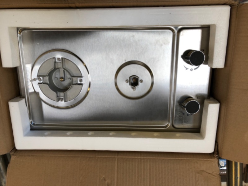 Photo 3 of 12" Gas Cooktops, 2 Burner Drop-in Propane/Natural Gas Cooker, 12 Inch Stainless Steel Gas Stove Top Dual Fuel Easy to Clean (12Wx20L)