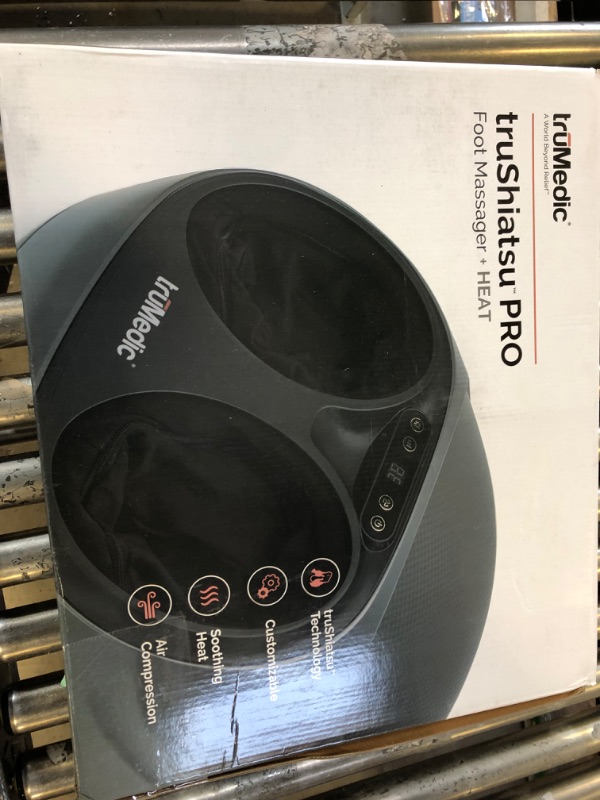 Photo 3 of truMedic Shiatsu Foot Massager with Heat with Heat Deep Kneading Therapy, Air Compression, Shiatsu Pressure Point Technology, Adjustable Intensities for Foot Pain Relief, truShiatsu PRO - MISSING POWER CORD. UNABLE TO TEST.