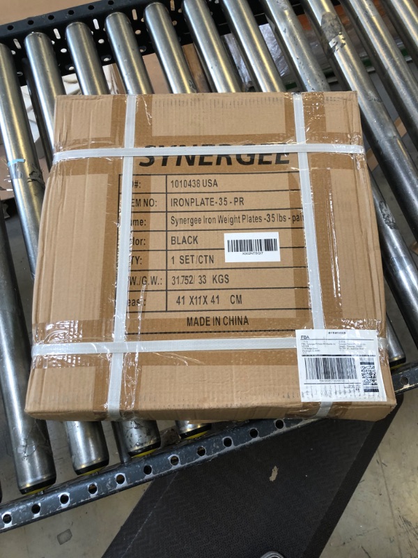 Photo 3 of Synergee Cast Iron Weight Plates with 1” Opening for Bodybuilding, Olympic & Power Lifting Workouts. Metal Weight Plates 35 lbs (Pair) ----- FACTORY SEALED