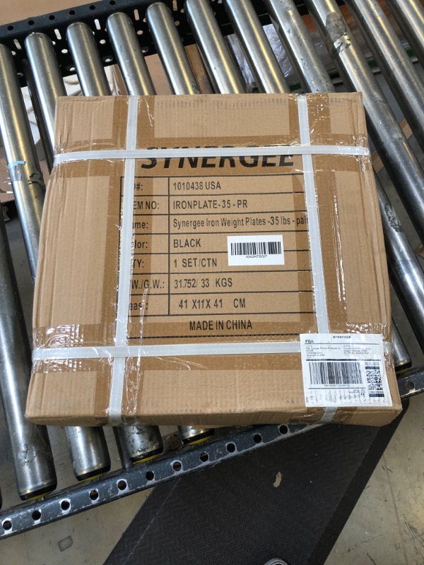 Photo 2 of Synergee Cast Iron Weight Plates with 1” Opening for Bodybuilding, Olympic & Power Lifting Workouts. Metal Weight Plates 35 lbs (Pair) ----- FACTORY SEALED