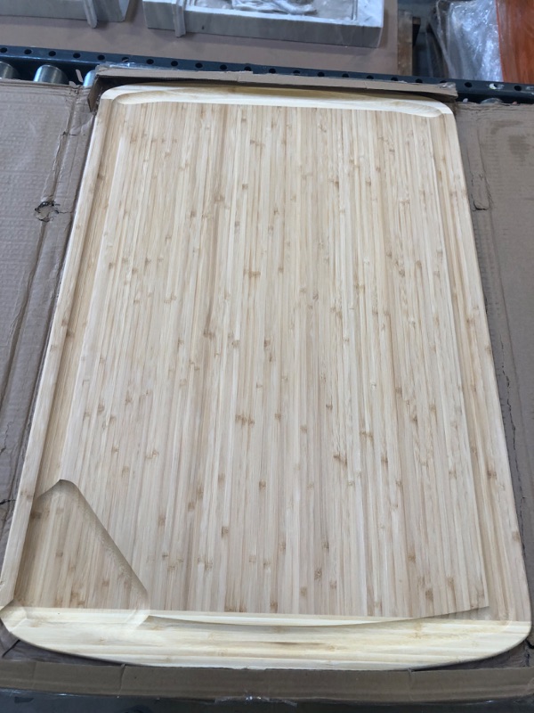 Photo 2 of 30 x 20 Bamboo Extra Large Cutting Board - Wooden Stove Top Cover Noodle Board - Meat Cutting Board for BBQ - Turkey Carving Board - Extra Large Charcuterie Board - Over the Sink Cutting Board
