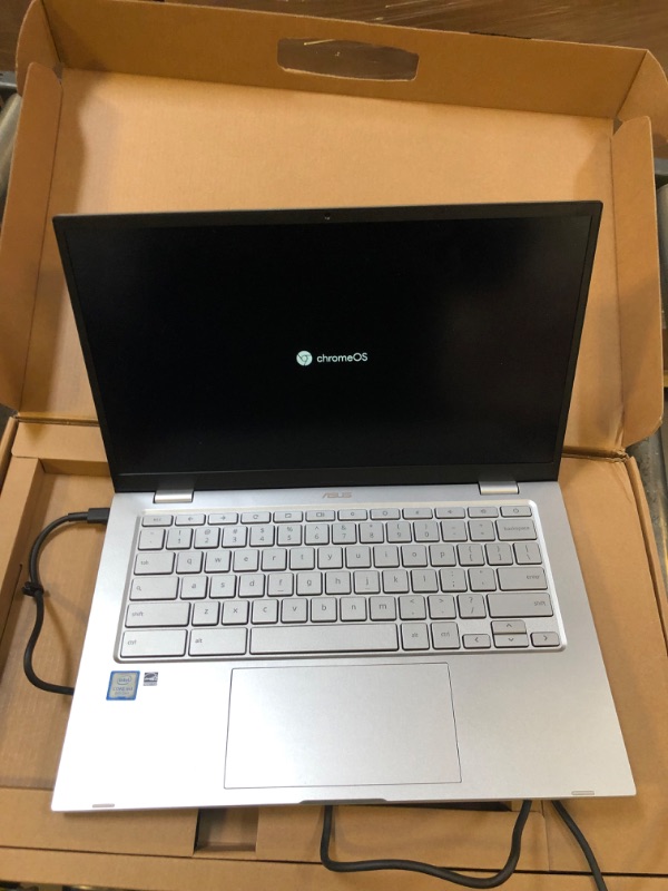 Photo 2 of ASUS Chromebook C425 Clamshell Laptop, 14" FHD 4-Way NanoEdge, Intel Core m3-8100Y Processor, 4GB RAM, 128GB eMMC Storage, Backlit KB, Silver, Chrome OS, C425TA-AS348F