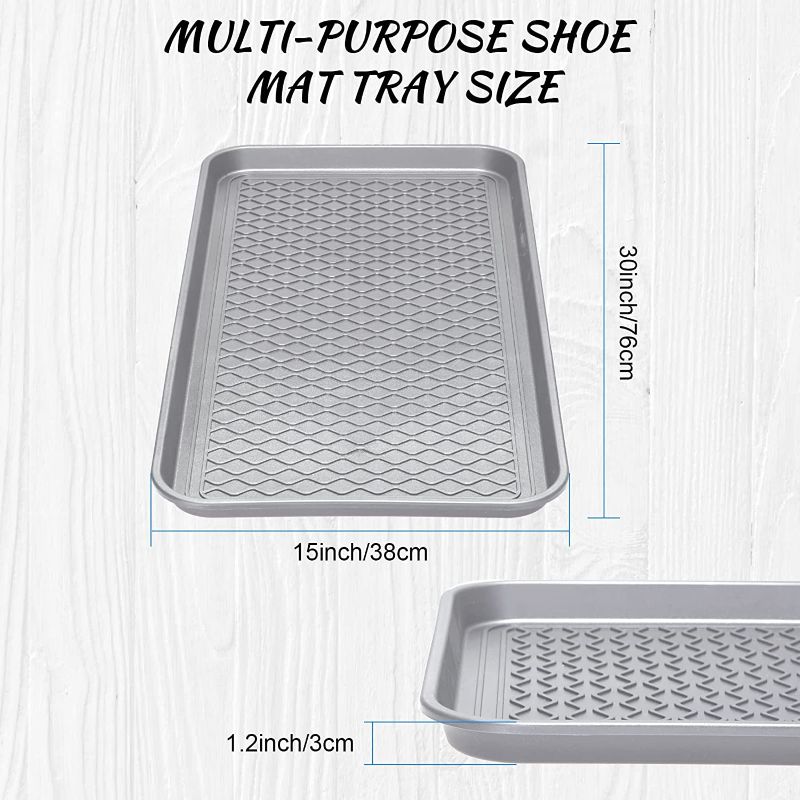 Photo 1 of All Weather Boot Tray-Water Resistant Plastic Utility Shoe Mat for Indoor and Outdoor Use in All Seasons, 30" x 15", Black