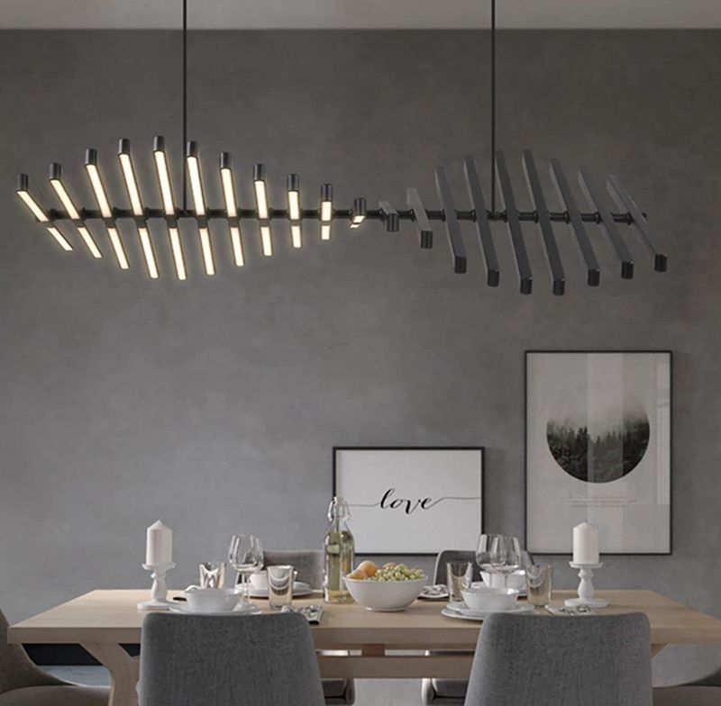 Photo 1 of Modern Led Chandeliers for Dining Room Kitchen Living Room Office Bar Restaurant Store Bedroom Chandelier Light Fixture Dimmable Modern Pendant Light Adjustable Height L38.6 20 Lights,Black