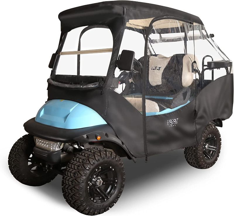 Photo 1 of 10L0L Golf Cart Enclosure for Club Car 4 Passenger Golf Cart Cover 4 Sides Zipper Doors Portable 360°Panoramic Transparent Window
