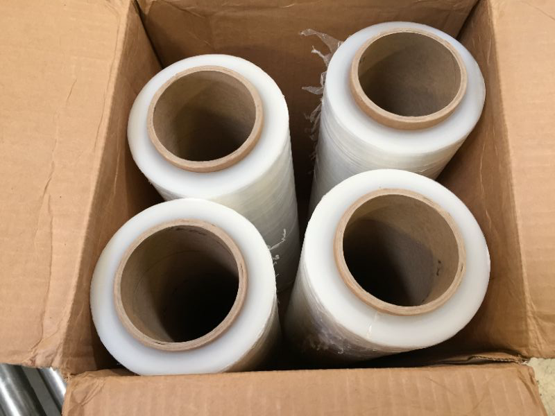 Photo 4 of PackageZoom 4 Rolls 18" x 1500 Ft Stretch Wrap Heavy Duty, Industrial Strength Shrink Wrap, 55 Gauge High Performance Stretch Film Replaces 80 Gauge Low Films, Clear Hand Stretch Wrap 18" wide x 1500 ft x 4 Rolls