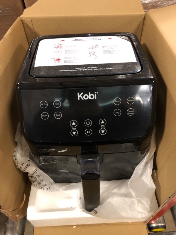 Photo 2 of ----SELL FOR PARTS----Kobi Air Fryer, XL 5.8 Quart,1700-Watt Electric Hot Air Fryers Oven & Oilless Cooker, LED Display, 8 Preset Programs, Shake Reminder, for Roasting, Nonstick Basket, ETL Listed (100 Recipes Book Included) (Black)