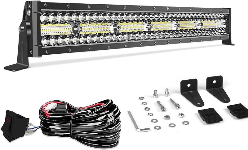 Photo 1 of GREUNION 22 inch led Light bar (24" with Mounting Bracket), 450W Triple Row Flood spot Combo Straight Work Light bar with Wiring Harness, Off-Road UTV car Light bar for Truck ATV Boat SUV Van Tractor