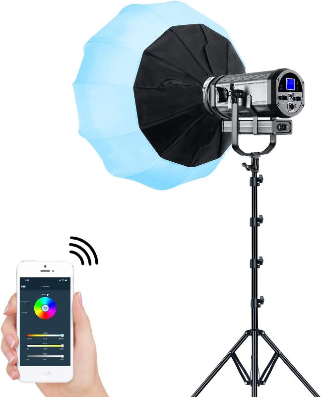 Photo 1 of RGB LED Video Light, GVM 150W Photography Lighting Kit with Lantern Softbox, APP Control System, Professional Studio Continuous Output Lighting 3200K-5600K/8 Kinds of The Scene Lights/CRI97
