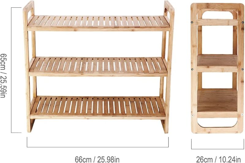 Photo 2 of BIOINLIVING Bamboo Bathroom Shelf, 3-Tier Stackable Shoe Shelf Storage, Orgazinzer, Multifunctional Bathroom Towel Shelf Kitchen Living Room Holder