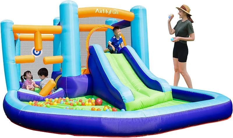 Photo 1 of AirMyFun Bounce House with Blower, Inflatable Bounce House for Toddlers 1-3, Castle Bouncer Slide Large Jump Play Area, Bouncy Castle Repair Patches and Storage Bag