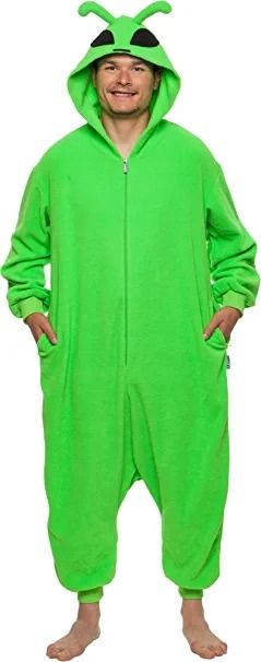 Photo 1 of Alien One Piece - Plush Adult Outer Space Costume Jumpsuit by FUNZIEZ! SIZE S
