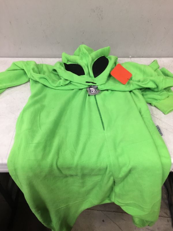 Photo 2 of Alien One Piece - Plush Adult Outer Space Costume Jumpsuit by FUNZIEZ! SIZE S
