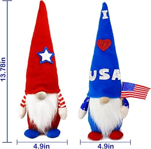 Photo 2 of 4th of July Gnomes Decorations, 2Pcs Patriotic Gnomes, Fourth of July Red White and Blue Decorations Gnomes Plush, Memorial Day Independence Day Gnomes Decorations for Home July 4th Decor