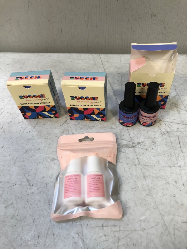 Photo 2 of 3 COUNT- ZUCCIE 12ml Gel Top and Base Coat, Gel Nail Polish No Wipe Top Coat Base Coat Kit, Soak Off UV LED Gel Nail, Long-Lasting Shiny Finish for Home DIY and Nail Salon & Nail Glue