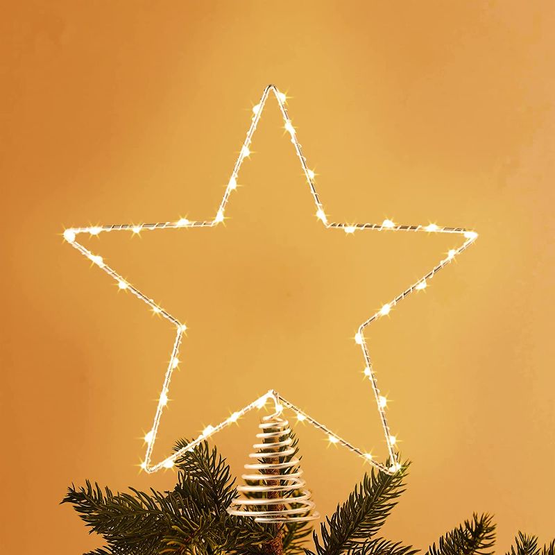Photo 1 of YEAHOME Christmas Star Tree Topper, Lighted 5-Point Star Tree Toppers Christmas Tree Star with 40 LED Lights Xmas Wire Tree Topper for Christmas Tree Decorations
