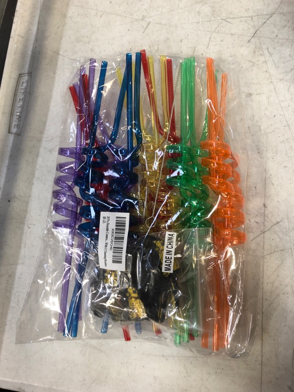 Photo 2 of ZEJAVIC 24 Pcs Reusable Construction Straws Excavator Bulldozer Mixer Truck for Construction Themed Birthday Party Supplies Gifts Gifts with 2 Cleaning Brushes