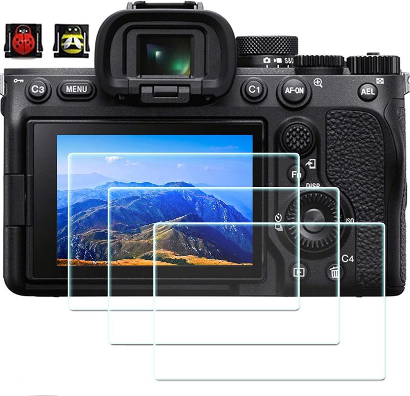 Photo 1 of 3 COUNT- Fly Array A7IV Screen Protector, A7M4 Screen Protector?9H Hardness 0.3mm Ultra-Thin Tempered Glass Screen Protector for Sony Alpha A7 IV A7M4 A74 Digital Camera,?3Pack+2 Hot Shoe?