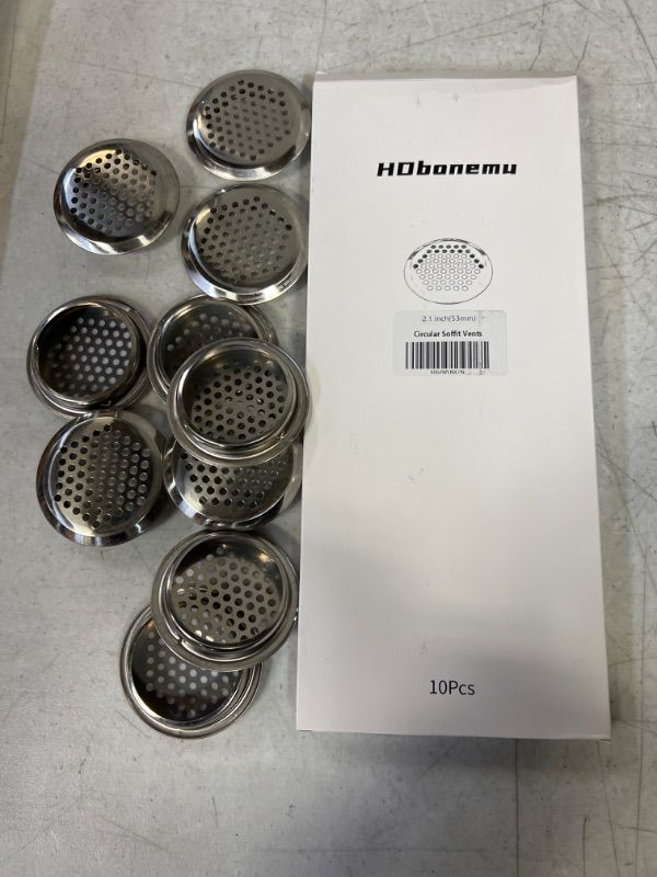 Photo 2 of 10Pcs Circular Air Vents 2.1 Inch(53mm) Soffit Vents Stainless Steel Round Vent Mesh Hole Louver for Cabinets, Wardrobes, Shoe Cabinets, Sundry Cabinets and Honey Bee Hive Box (Silver)