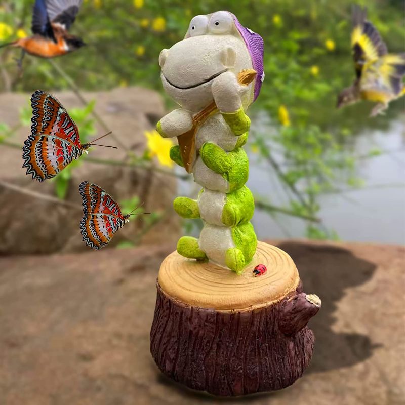 Photo 1 of  Creative Resin Frog Playing Guitar Garden Sculptures & Statues Decor Figurines Ornaments, Funny Frog Garden Decor Statues Suitable for Desk, Patio, Lawn, Yard, Garden Decor, Easter Garden Gifts