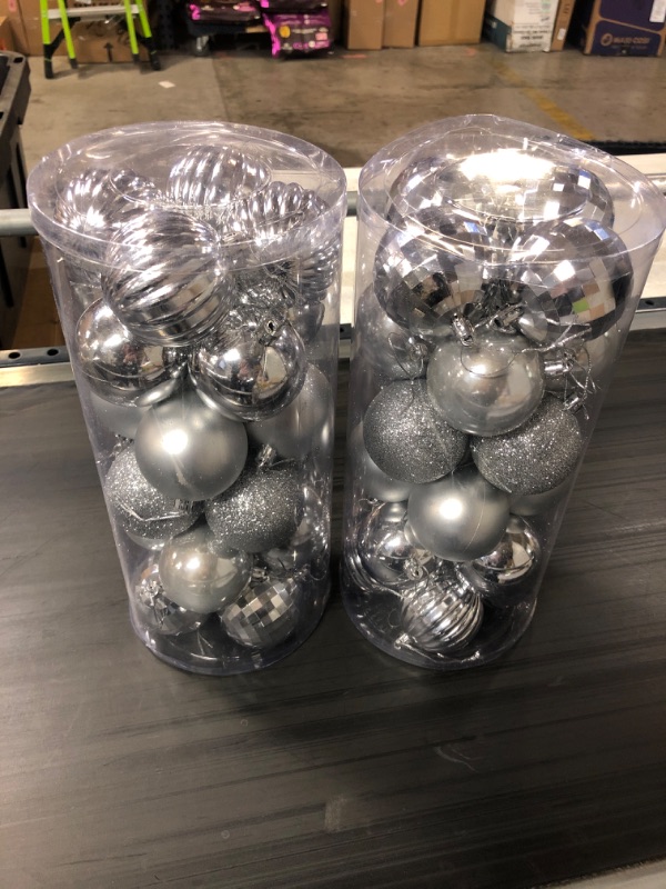 Photo 2 of 2 PACK--48 (TOTAL) Pieces Christmas Ball Ornaments Christmas Tree Decorations Tree Balls for Tree Ornaments Holiday Wedding Party Decoration Hooks 2.36 Inch, 6 Styles
