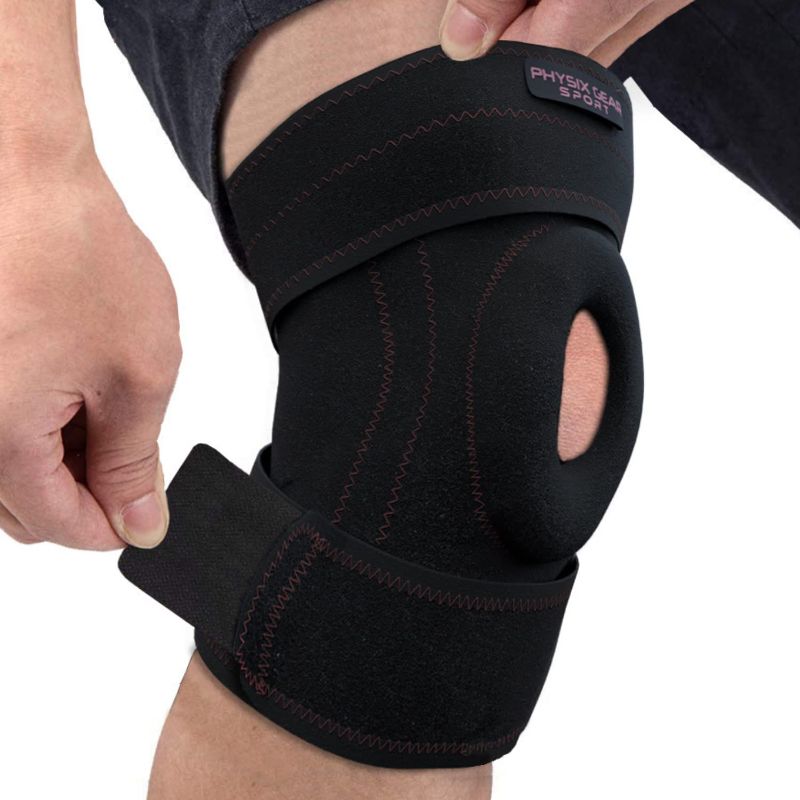 Photo 1 of  Knee Brace with Side Stabilizers & Adjustable Straps - Knee Brace for Meniscus Tear, Knee Wraps for Pain, ACL, MCL, OA, Running, Workouts - Open Patella Knee Braces for Men & Women (Single)