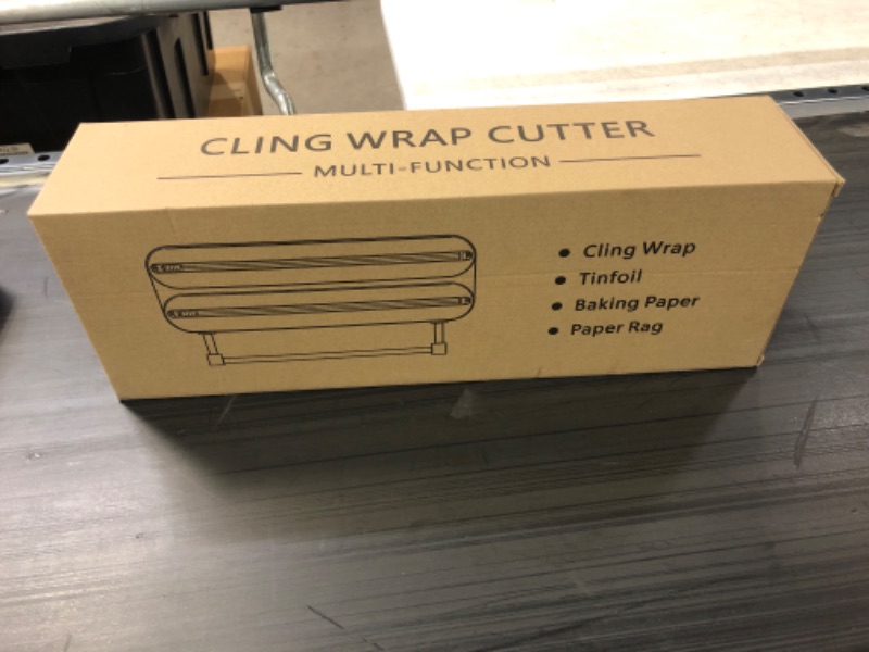 Photo 2 of  Magnetic Plastic Wrap Dispenser with Cutter, 3 in 1 Aluminum Foil and Plastic Wrap Organizer with Paper Towel Holder, Compatible with Cling Film, Tin Foil and Wax Paper