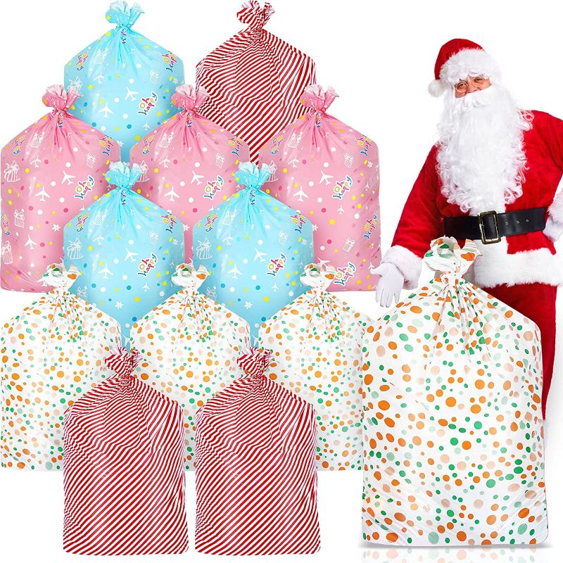 Photo 1 of 12 Pcs Large Gift Bags Giant Bags for Huge Birthday Gifts Wrapping Bags Santa Sack for Presents Wrapping Bike Gift Bag Xmas Holiday Presents Party Favor 52''x 36''