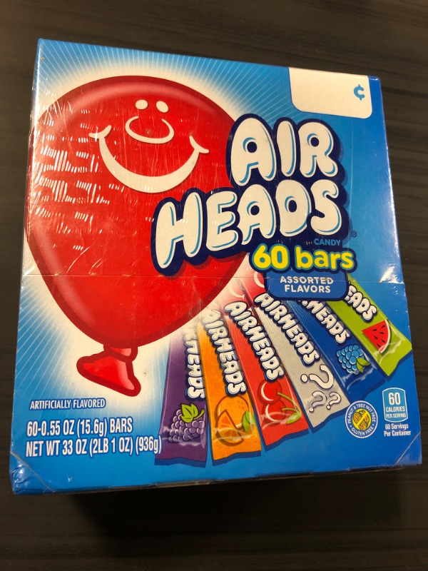 Photo 2 of Airheads Candy Bars, Variety Bulk Box, Chewy Full Size Fruit Taffy, Gifts, Holiday, Parties, Concessions, Pantry, Non Melting, Party, 60 Individually Wrapped Full Size Bars 60 Count (Pack of 1)   *09/2024