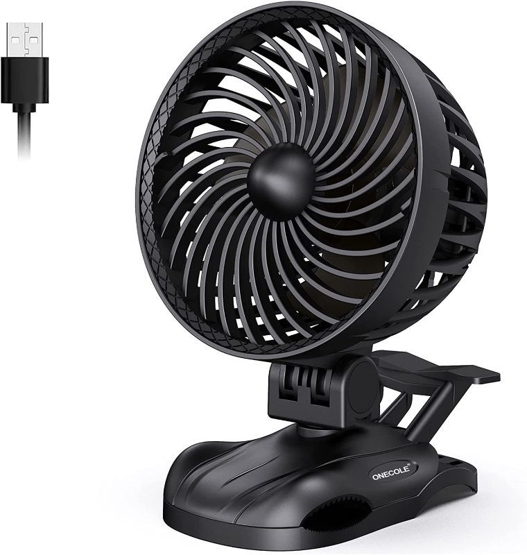 Photo 1 of ONECOLE Portable 6 inch Clip on Fan and Small Desk Fan, CVT Speeds USB Fan