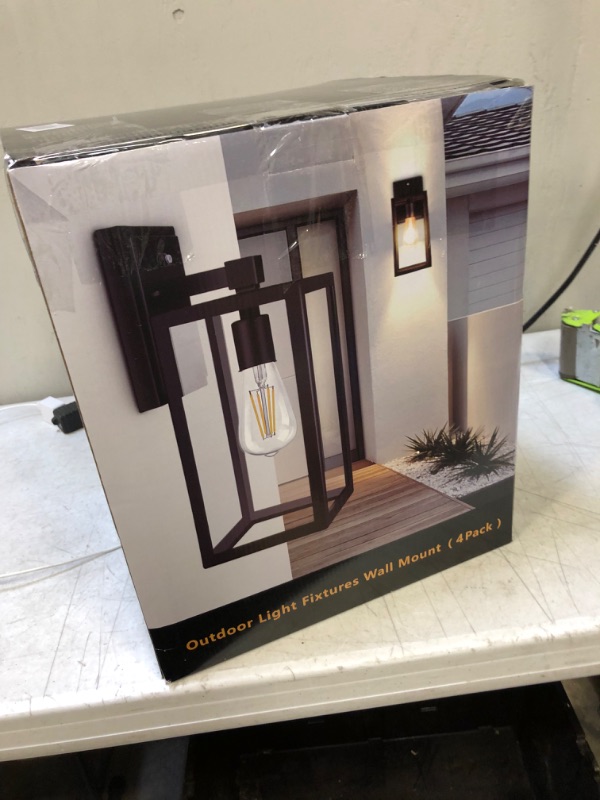Photo 2 of 4 piece, Outdoor Wall Lantern, Exterior Waterproof Wall Sconce Light Fixture, Matte Black Anti-Rust Wall Mount Light with Clear Glass Shade, E26 Socket Wall Lamp for Porch(Bulb Not Included)