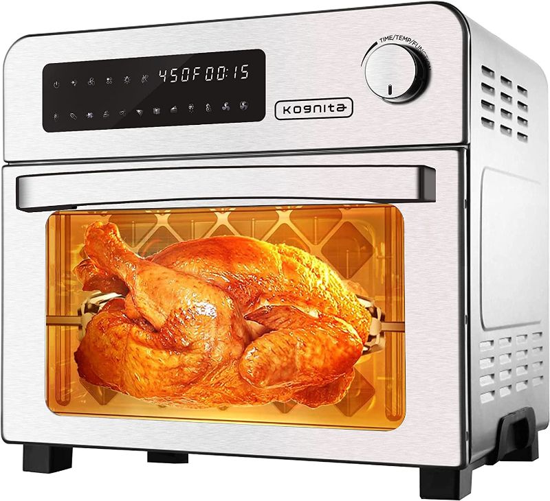 Photo 1 of Air Fryer Toaster Oven, 24 Quart Large Air Fryer with 10-Function Presets, 1700W Counter-top Convection Oven with Rotisserie, Dehydrator, Stainless Steel, LED Digital Touchscreen
