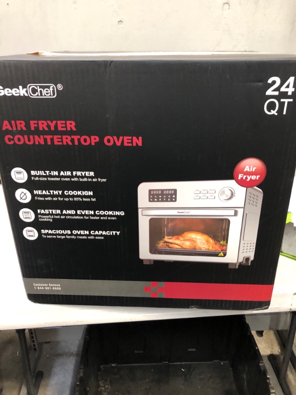 Photo 2 of Air Fryer Toaster Oven, 24 Quart Large Air Fryer with 10-Function Presets, 1700W Counter-top Convection Oven with Rotisserie, Dehydrator, Stainless Steel, LED Digital Touchscreen
