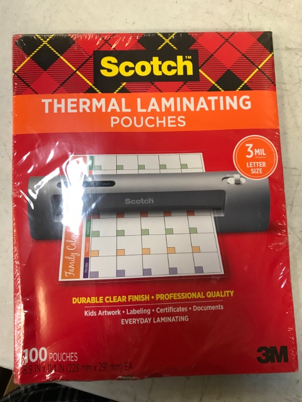 Photo 2 of Scotch 11-1/2 in. x 9 in. Letter Size Thermal Laminating Pouches (100 Per Pack)