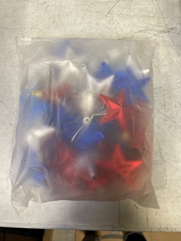 Photo 2 of 36 Pieces 4th of July Star Ornaments for Tree Hanging Star Ornaments Independence Day Decorations for Home Party Indoor Outdoor Decor (Red, Silver, Blue) Red,silver