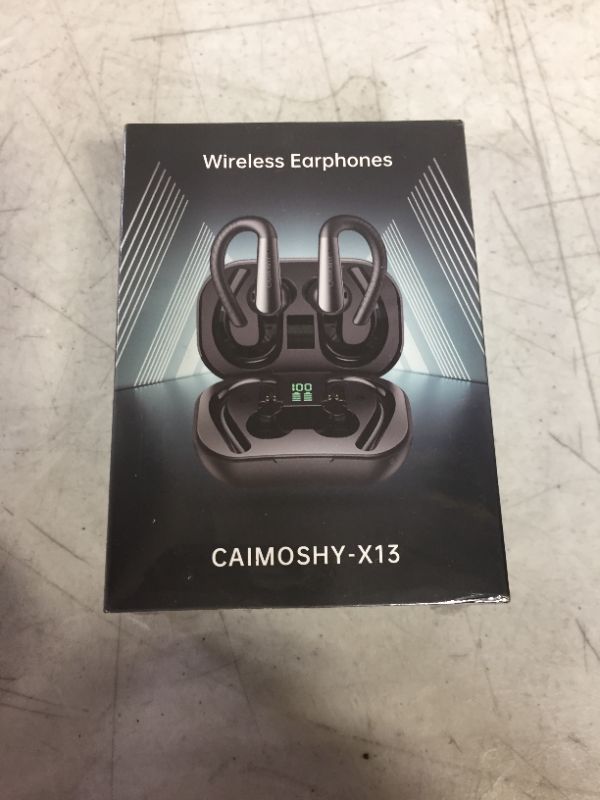 Photo 2 of CAIMOSHY Wireless Earbuds, Sports Bluetooth Headphones with Earhooks, 4-Mics Clear Call,60Hrs Playtime,IPX7 Waterproof,LED Display,Support Low Latency Mode, for Sports Running Workout Gaming --FACTORY SEALED --