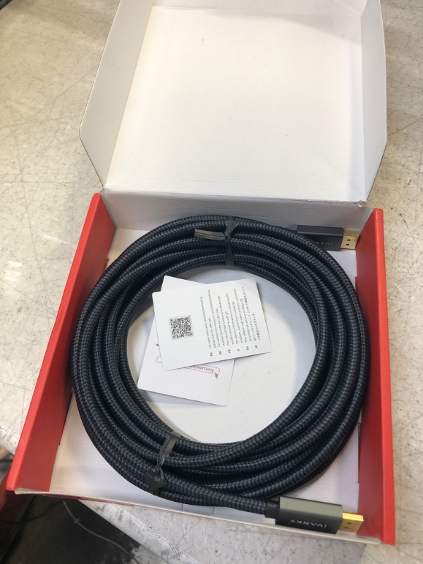 Photo 2 of DisplayPort Cable 25ft/7.5M, iVANKY DP Cable, [4K@60Hz, 2K@144Hz, 2K@165Hz], Nylon Braided High Speed DisplayPort 1.2 Cable, Compatible for Gaming Monitor, TV, PC, Laptop and More 25 Feet Grey 1