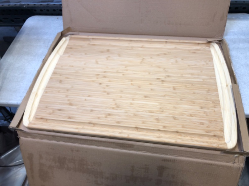 Photo 2 of 30 x 20 Bamboo Extra Large Cutting Board - Wooden Stove Top Cover Noodle Board - Meat Cutting Board for BBQ - Turkey Carving Board - Extra Large Charcuterie Board - Over the Sink Cutting Board
