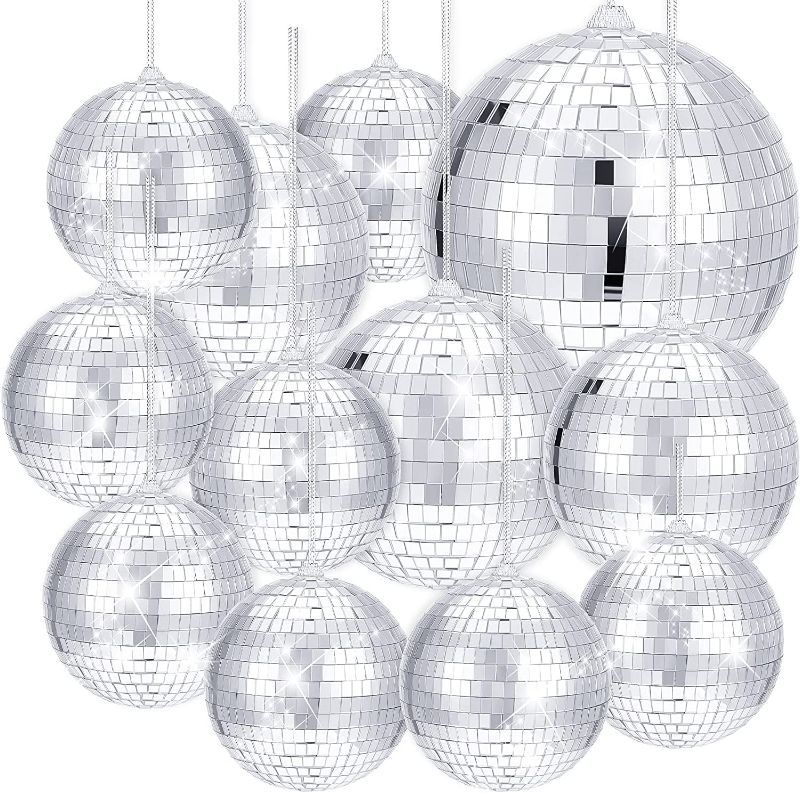 Photo 1 of 12 Pack Silver Disco Ball Mirror Ball with Hanging Ring for Fun Retro Disco Party Decorations Party DJ Lighting Effect Stage Props Game Accessories, 5.91 Inch, 3.94 Inch, 3.15 Inch, 2.36 Inch
OPEN BOX ITEM 