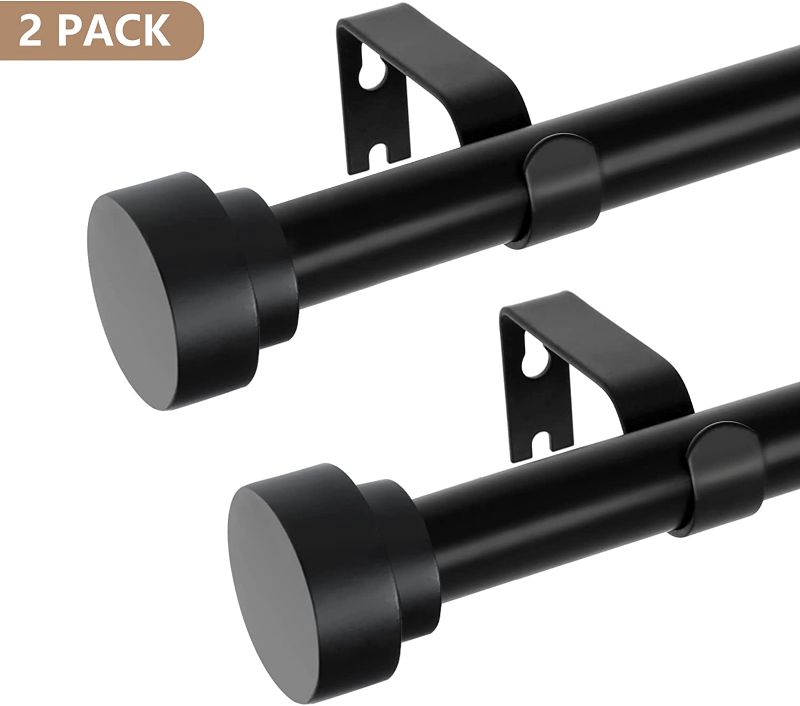 Photo 1 of Black Curtain Rods for Windows 48 to 84 Inch(4-7Ft)2 Pack,1 Inch Diameter Heavy Duty Curtain Rods, Ceiling & Wall Mount Window Rods Set,Matte Black Modern Telescoping Drapery Rods for Indoor&Outdoor