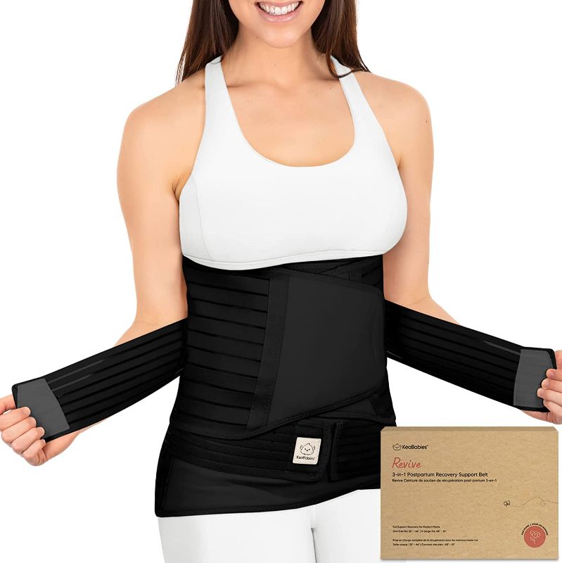 Photo 1 of 3 in 1 Postpartum Belly Support Recovery Wrap - Postpartum Belly Band, After Birth Brace, Slimming Girdles, Body Shaper Waist Shapewear, Post Surgery Pregnancy Belly Support Band (Midnight Black, M/L)