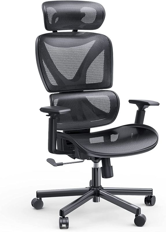 Photo 1 of NOBLEWELL Ergonomic Office Chair, Office Chair High Back, Mesh Computer Chair with Lumbar Support, 3D Armrest, Double Backrest and Adjustable Headrest