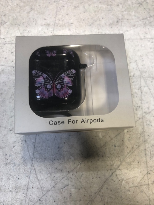 Photo 2 of Youtec AirPods Case Cover, Cute Airpods Shockproof Cover with Keychain for Girl Women Soft TPU Case Compatible with Apple AirPods 2&1(Butterfly)