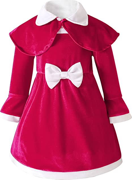 Photo 1 of AIKEIDY Toddler Baby Girl Christmas Outfits Velvet Dress Long Sleeve Dress for Party Wedding Holiday SIZE 3T