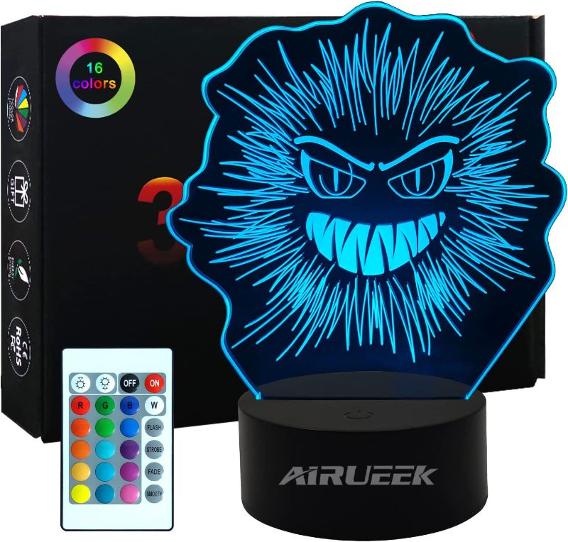 Photo 1 of AIRUEEK 3D Night Light for Kids, 3D Illusion Lamp with Remote and Smart Touch 7 Colors + 16 Color Changing Dimmable LED Nightlight in Best Cool Festival Birthday Gifts for Boys Men Child