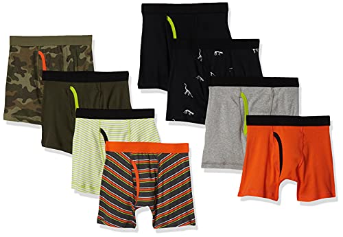 Photo 1 of Amazon Essentials Kids Boys Cotton Boxer Briefs Underwear, 8-Pack Camo, Large (SIZE 10)