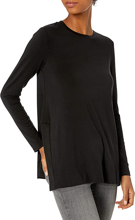 Photo 1 of Daily Ritual Women's Soft Rayon Jersey Crew Neck Long-Sleeve Split-Hem Tunic Size X-Large