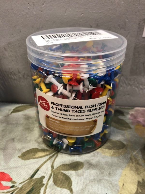 Photo 1 of Yalis Push Pins 600 Count, Standard Multicolored Thumb Tacks Steel Point and Colors Plastic Head