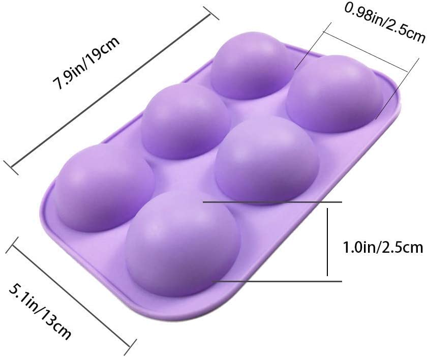 Photo 2 of 2 Pack 6-Cavity Semi Sphere Silicone Mold, Baking Mold for Making Hot Chocolate Bomb, Cake, Jelly, Dome Mousse