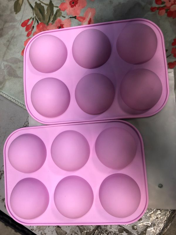 Photo 3 of 2 Pack 6-Cavity Semi Sphere Silicone Mold, Baking Mold for Making Hot Chocolate Bomb, Cake, Jelly, Dome Mousse